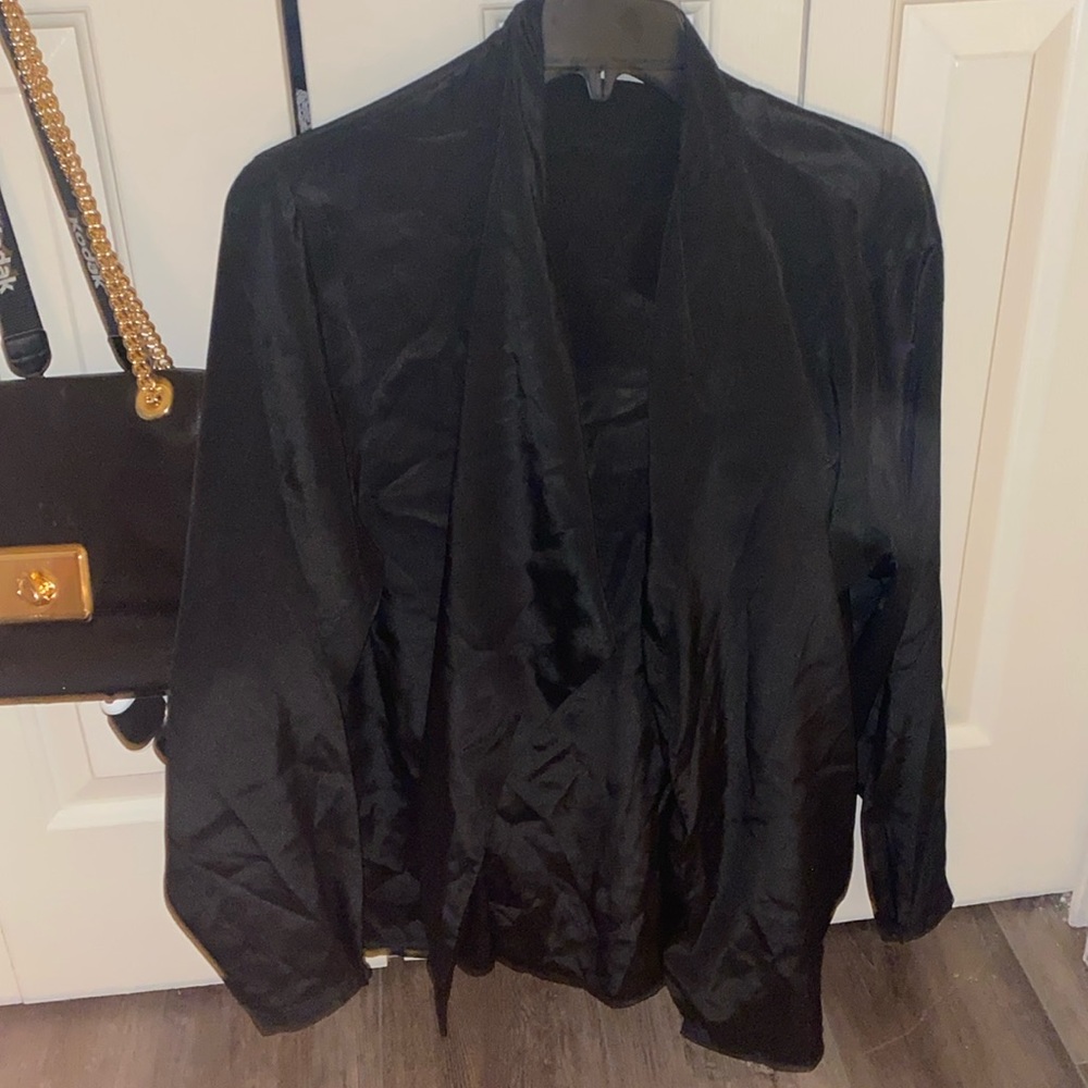 Silk Black Button Up